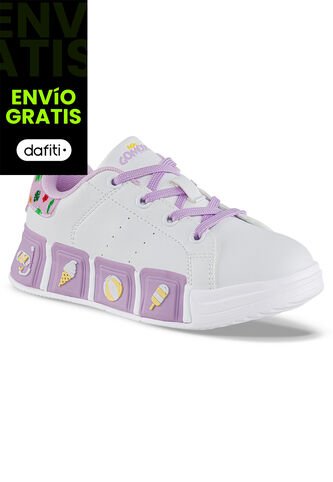 Tenis Casuales Ferinn Blanco-Lila Los Gomosos Para Niña Los Gomosos