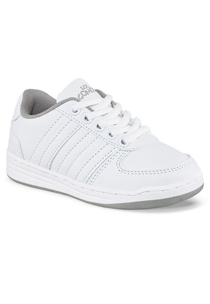 Tenis Escolares Boby Cordon New Blanco-Gris Para Niño Y Niña Los Gomosos