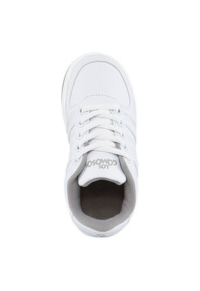 Tenis Escolares Boby Cordon New Blanco-Gris Para Niño Y Niña Los Gomosos