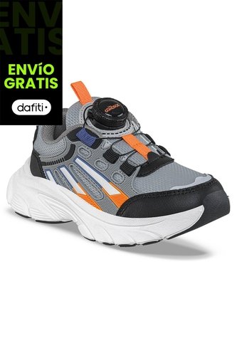 Tenis Urbanos Vadom Gris-Naranja Los Gomosos Para Niño Los Gomosos
