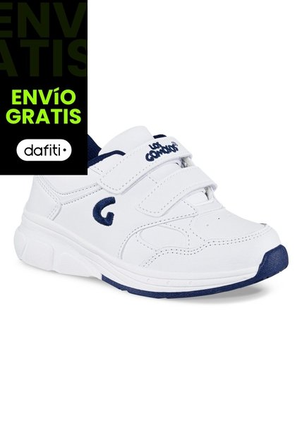 Tenis Escolares Gomyschool V New Blanco-Azul Para Niño Y Niña Los Gomosos