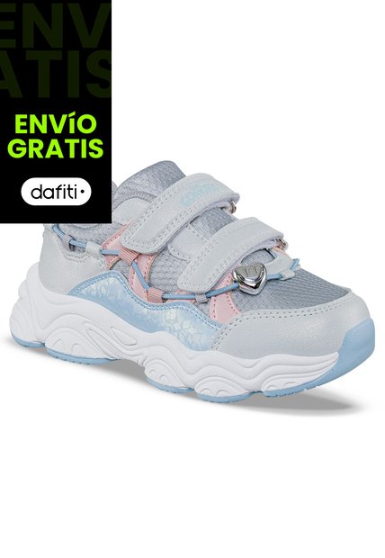 Tenis Urbanos Febar Blanco-Gris Los Gomosos Para Niña