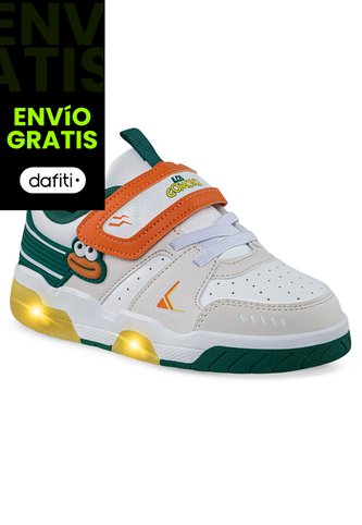 Tenis Con Luces Nuvik Blanco-Beige Los Gomosos Para Niño Los Gomosos