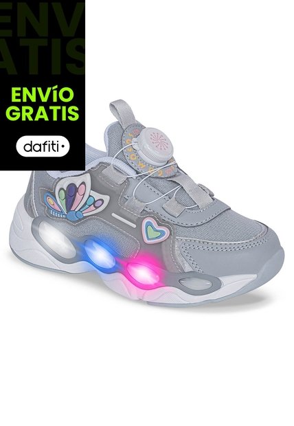 Tenis Con Luces Zadom Gris Los Gomosos Para Niña