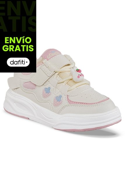 Tenis Urbanos Ginav Beige-Rosa Los Gomosos Para Niña