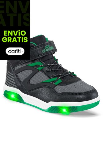 Tenis Con Luces Trew Negro-Verde Para Niño Los Gomosos Los Gomosos