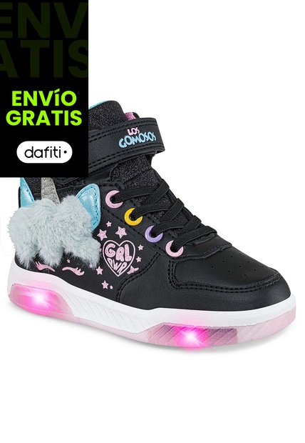 Tenis Luces Konno Negro Para Niña Los Gomosos