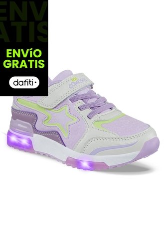 Tenis Luces Gypin Beige-Lila Para Niña Los Gomosos Los Gomosos