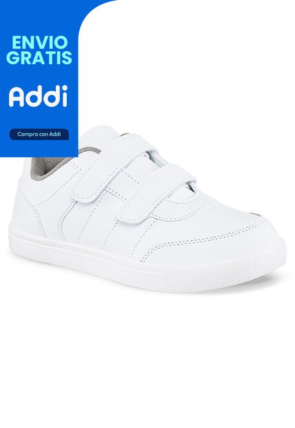 Tenis Escolares Skoly Velcro Blanco Para Niño Y Niña Los Gomosos