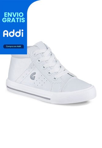 Tenis Escolares Capra Alto Blanco Para Niño Y Niña Los Gomosos Los Gomosos