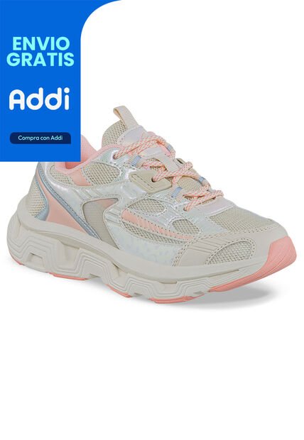 Tenis Urbanos Hysi Beige-Coral Los Gomosos Para Niña