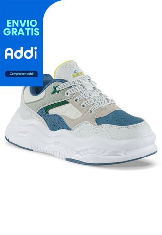 Tenis Casuales Falek Blanco-Azul Los Gomosos Para Niño Los Gomosos