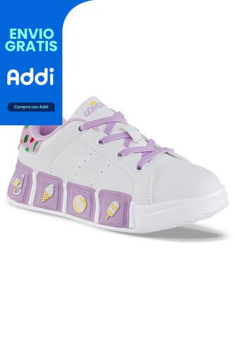 Tenis Casuales Ferinn Blanco-Lila Los Gomosos Para Niña Los Gomosos