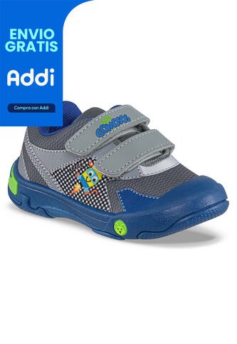 Tenis Casuales Lopey Gris-Azul Los Gomosos Para Bebé Los Gomosos
