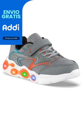 Tenis Luces Pavo Gris Los Gomosos Para Niño Los Gomosos