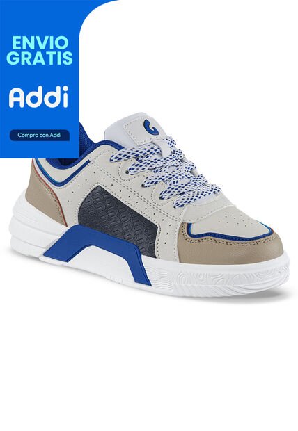 Tenis Urbanos Miro Beige-Azul Los Gomosos Para Niño
