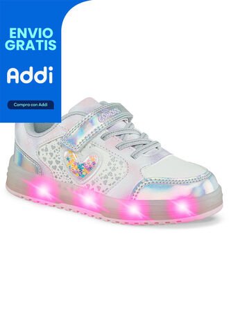 Tenis Luces Mydor Plata Los Gomosos Para Niña Los Gomosos