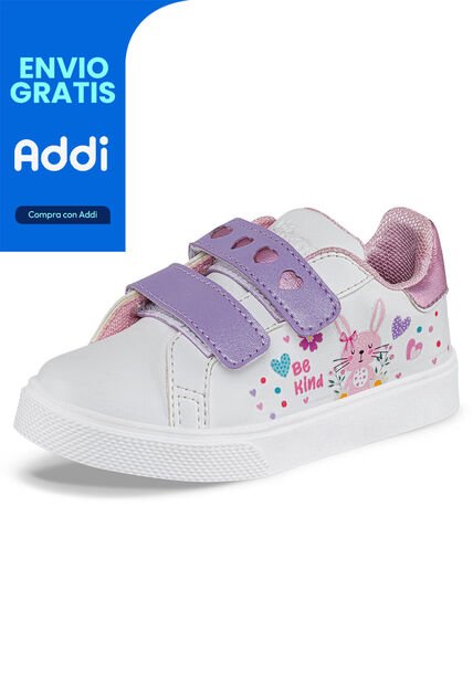 Tenis Casuales Reny Blanco-Rosa Los Gomosos Para Niña