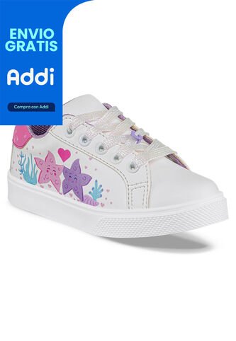 Tenis Casuales Haggis Blanco-Fucsia Los Gomosos Para Niña Los Gomosos