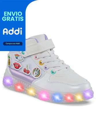 Tenis Luces Gernal Blanco-Lila Para Niña Los Gomosos Los Gomosos