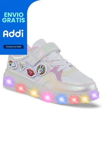 Tenis Luces Gerfy Blanco Para Niña Los Gomosos Los Gomosos