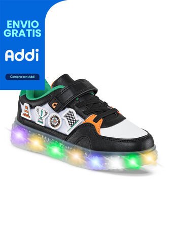 Tenis Con Luces Riner Negro Para Niño Los Gomosos Los Gomosos