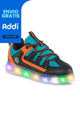Tenis Con Luces Isser Negro Para Niño Los Gomosos Los Gomosos