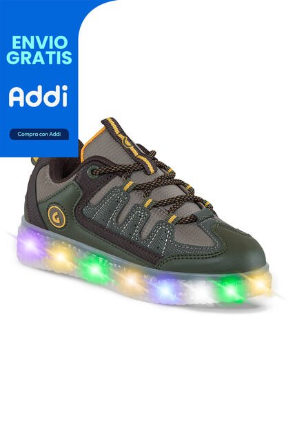Tenis Con Luces Isser Verde Para Niño Los Gomosos