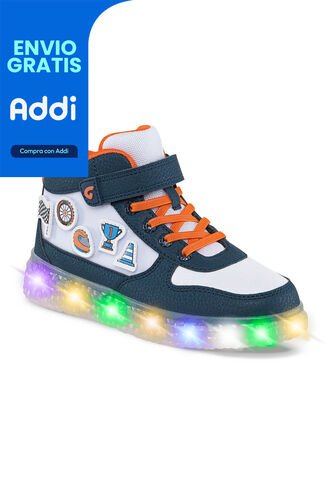 Tenis Con Luces Dulor Azul Osc Para Niño Los Gomosos Los Gomosos