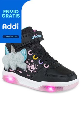Tenis Luces Konno Negro Para Niña Los Gomosos Los Gomosos