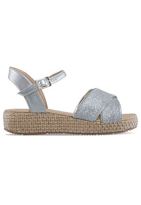 Sandalias Tacón Silvina Plata Para Niña Los Gomosos