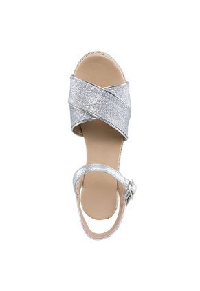 Sandalias Tacón Silvina Plata Para Niña Los Gomosos