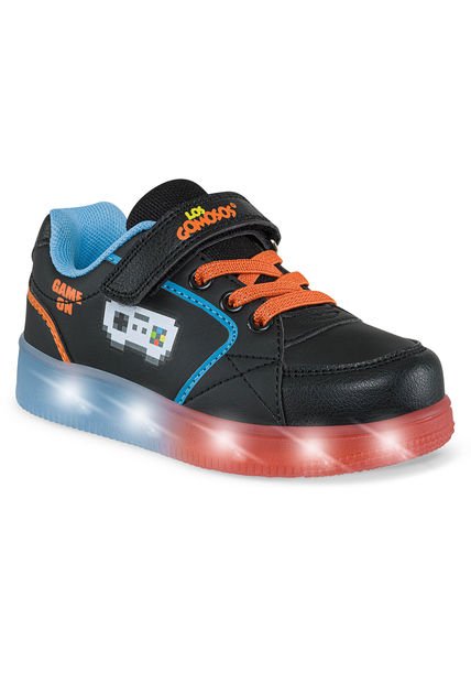 Tenis Con Luces Woder Negro Para Niño Los Gomosos