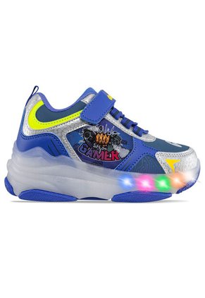 Tenis Patines Luces Tordo Azul-Plata Para Niño Los Gomosos