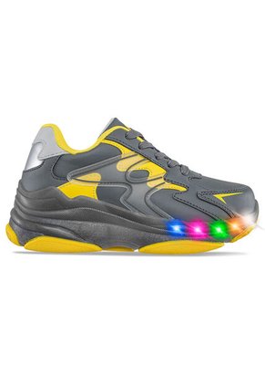 Tenis Patines Luces Yert Gris Osc Para Niño Los Gomosos
