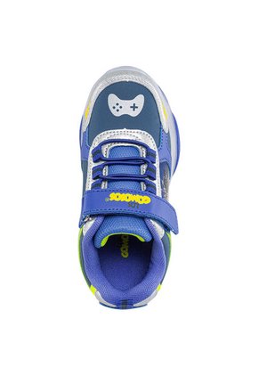 Tenis Patines Luces Tordo Azul-Plata Para Niño Los Gomosos