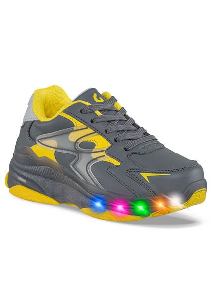 Tenis Patines Luces Yert Gris Osc Para Niño Los Gomosos