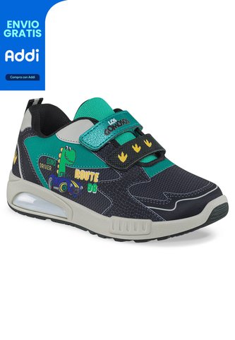 Tenis Con Luces Ruxo Negro-Verde Los Gomosos Para Niño Los Gomosos