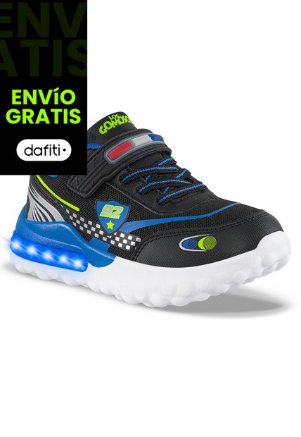 Tenis Con Luces Chitter Negro Los Gomosos Para Niño