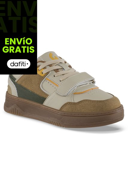 Tenis Casuales Elocar Beige-Café Los Gomosos Para Niño