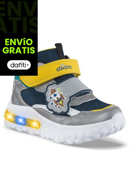 Tenis Con Luces Canez Gris Los Gomosos Para Niño