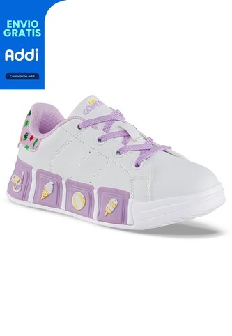 Tenis Casuales Ferinn Blanco-Lila Los Gomosos Para Niña Los Gomosos
