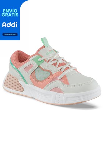 Tenis Casuales Jipot Blanco-Coral Los Gomosos Para Niña Los Gomosos