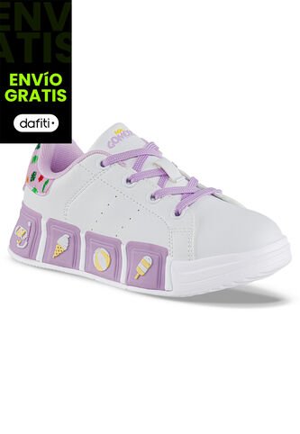 Tenis Casuales Ferinn Blanco-Lila Los Gomosos Para Niña Los Gomosos