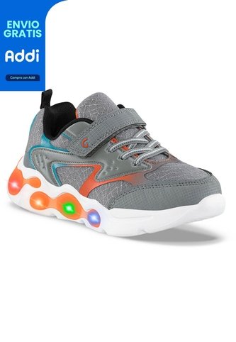 Tenis Luces Pavo Gris Los Gomosos Para Niño Los Gomosos