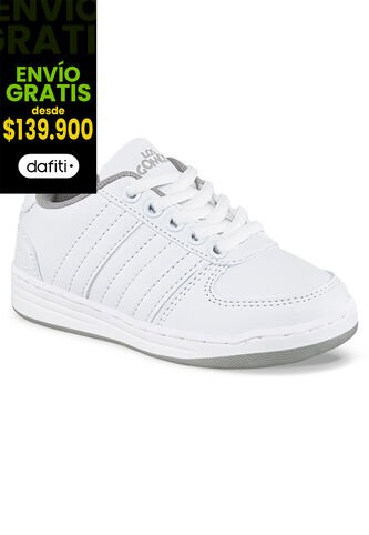 Tenis Escolares Boby Cordon New Blanco-Gris Para Niño Y Niña Los Gomosos Los Gomosos
