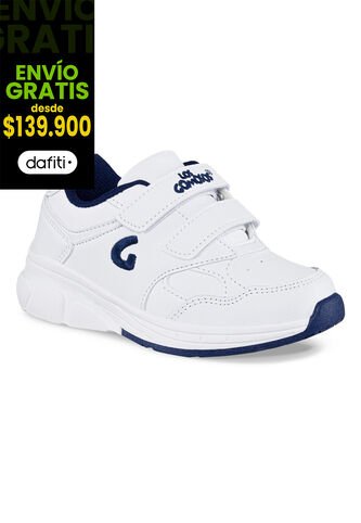 Tenis Escolares Gomyschool V New Blanco-Azul Para Niño Y Niña Los Gomosos Los Gomosos