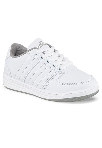 Tenis Escolares Boby Cordon New Blanco-Gris Para Niño Y Niña Los Gomosos