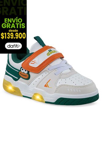 Tenis Con Luces Nuvik Blanco-Beige Los Gomosos Para Niño Los Gomosos