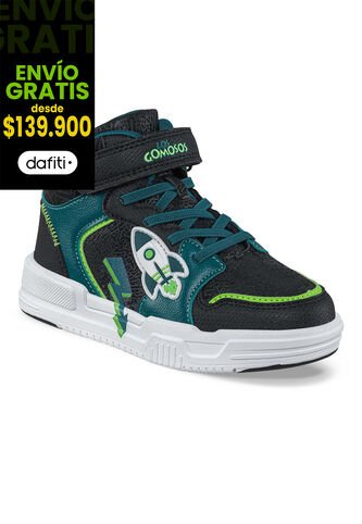 Tenis Urbanos Pedar Negro-Verde Los Gomosos Para Niño Los Gomosos